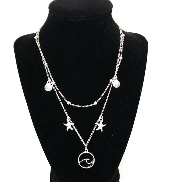 Jewelry - Silver Sea wave layered Necklace